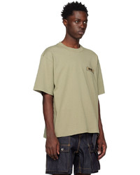 beige Strick T-Shirt mit einem Rundhalsausschnitt von Sacai