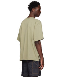 beige Strick T-Shirt mit einem Rundhalsausschnitt von Sacai