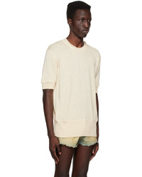 beige Strick T-Shirt mit einem Rundhalsausschnitt von Maison Margiela