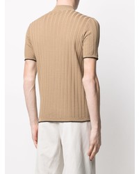 beige Strick T-Shirt mit einem Rundhalsausschnitt von Roberto Collina