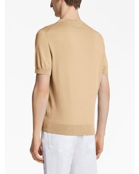 beige Strick T-Shirt mit einem Rundhalsausschnitt von Zegna