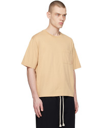 beige Strick T-Shirt mit einem Rundhalsausschnitt von Acne Studios