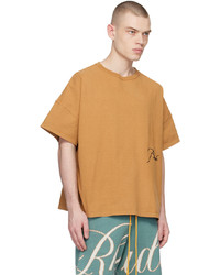 beige Strick T-Shirt mit einem Rundhalsausschnitt von Rhude