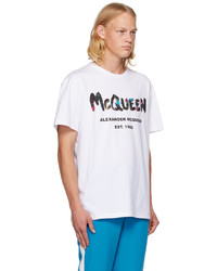 beige Strick T-Shirt mit einem Rundhalsausschnitt von Alexander McQueen
