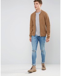 beige Strick Wollbomberjacke von Asos