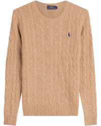 beige Strick Wollpullover