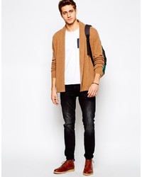 beige Strickjacke mit einem Schalkragen von Asos