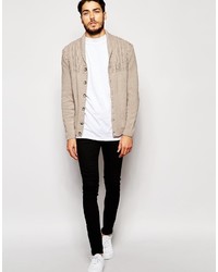 beige Strickjacke mit einem Schalkragen von Asos