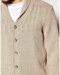 beige Strickjacke mit einem Schalkragen von Asos