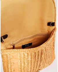 beige Stroh Clutch