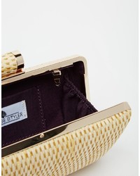 beige Stroh Clutch