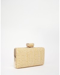 beige Stroh Clutch