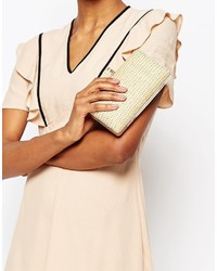 beige Stroh Clutch