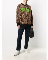 beige Sweatshirt mit Leopardenmuster von VERSACE JEANS COUTURE