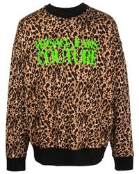 beige Sweatshirt mit Leopardenmuster von VERSACE JEANS COUTURE