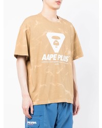 beige Mit Batikmuster T-Shirt mit einem Rundhalsausschnitt von AAPE BY A BATHING APE