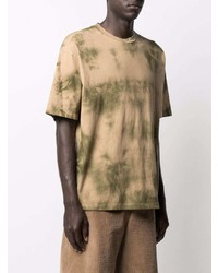 beige Mit Batikmuster T-Shirt mit einem Rundhalsausschnitt von Acne Studios