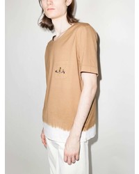 beige Mit Batikmuster T-Shirt mit einem Rundhalsausschnitt von Nick Fouquet