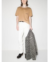 beige Mit Batikmuster T-Shirt mit einem Rundhalsausschnitt von Nick Fouquet