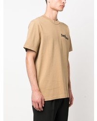 beige T-Shirt mit einem Rundhalsausschnitt mit Blumenmuster von Sunflower