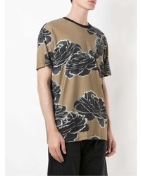 beige T-Shirt mit einem Rundhalsausschnitt mit Blumenmuster von OSKLEN