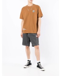 beige T-Shirt mit einem Rundhalsausschnitt von AAPE BY A BATHING APE