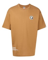 beige T-Shirt mit einem Rundhalsausschnitt von AAPE BY A BATHING APE