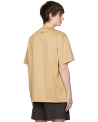 beige T-Shirt mit einem Rundhalsausschnitt von Wooyoungmi