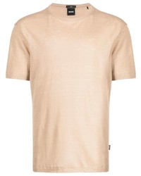 beige T-Shirt mit einem Rundhalsausschnitt von BOSS