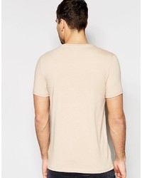 beige T-Shirt mit einem Rundhalsausschnitt von Asos