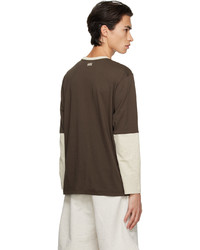 beige T-Shirt mit einem Rundhalsausschnitt von Kijun