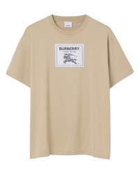 beige T-Shirt mit einem Rundhalsausschnitt von Burberry