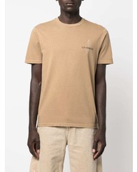 beige T-Shirt mit einem Rundhalsausschnitt von C.P. Company