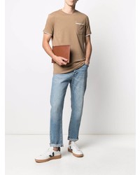 beige T-Shirt mit einem Rundhalsausschnitt von Manuel Ritz