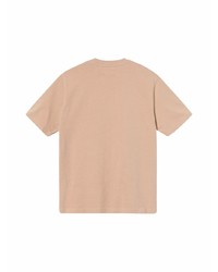 beige T-Shirt mit einem Rundhalsausschnitt von Stussy