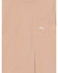 beige T-Shirt mit einem Rundhalsausschnitt von Stussy