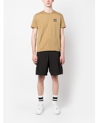 beige T-Shirt mit einem Rundhalsausschnitt von Stone Island