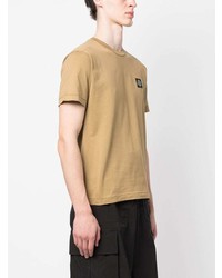 beige T-Shirt mit einem Rundhalsausschnitt von Stone Island