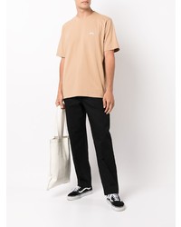 beige T-Shirt mit einem Rundhalsausschnitt von Stussy