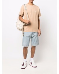 beige T-Shirt mit einem Rundhalsausschnitt von Stussy