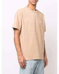 beige T-Shirt mit einem Rundhalsausschnitt von Stussy