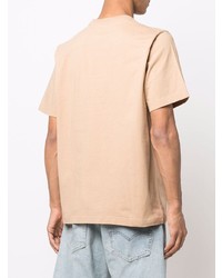 beige T-Shirt mit einem Rundhalsausschnitt von Stussy