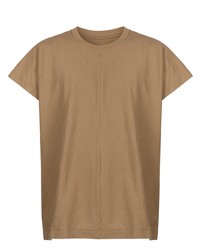 beige T-Shirt mit einem Rundhalsausschnitt von Homme Plissé Issey Miyake