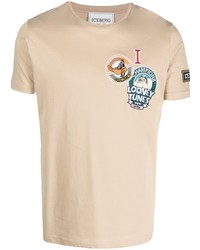 beige T-Shirt mit einem Rundhalsausschnitt von Iceberg