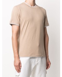 beige T-Shirt mit einem Rundhalsausschnitt von Brunello Cucinelli