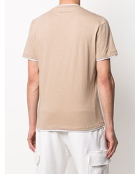 beige T-Shirt mit einem Rundhalsausschnitt von Brunello Cucinelli