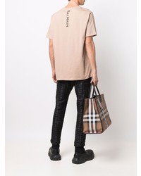 beige T-Shirt mit einem Rundhalsausschnitt von Balmain