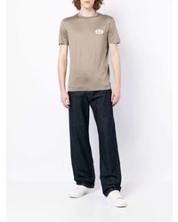 beige T-Shirt mit einem Rundhalsausschnitt von Emporio Armani