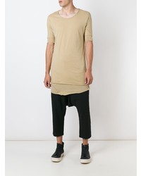 beige T-Shirt mit einem Rundhalsausschnitt von Thom Krom