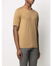 beige T-Shirt mit einem Rundhalsausschnitt von Boglioli